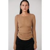MYLES CREW NECK TOP - LATTE